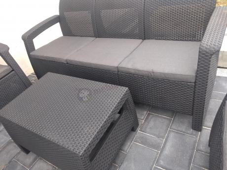 Komplet mebli ogrodowych z pufami Corfu Set Max Grafit Szare + pufy