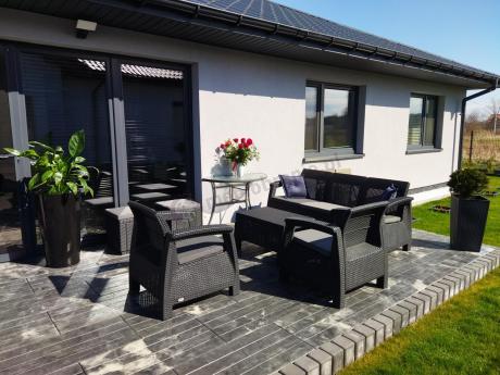 Komplet mebli ogrodowych z pufami Corfu Set Max Grafit Szare + pufy