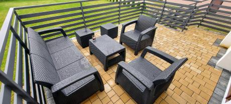 Komplet mebli ogrodowych z pufami Corfu Set Max Grafit Szare + pufy