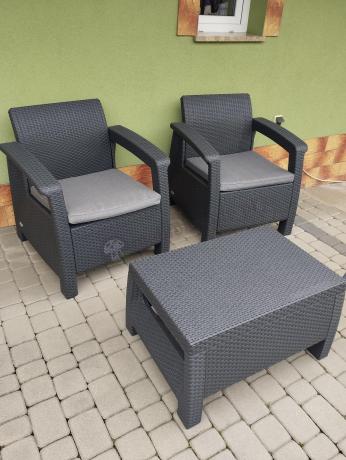 Meble ogrodowe Corfu Set Triple Max Grafit Curver