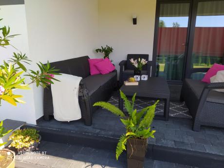 Meble Ogrodowe Corfu Triple Lyon z podnoszonym stolikiem Grafit