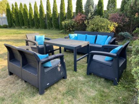 Meble Ogrodowe Corfu Triple Lyon z podnoszonym stolikiem Grafit