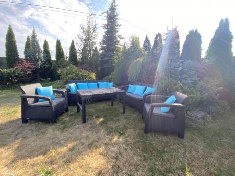 Meble Ogrodowe Corfu Triple Lyon z podnoszonym stolikiem Grafit