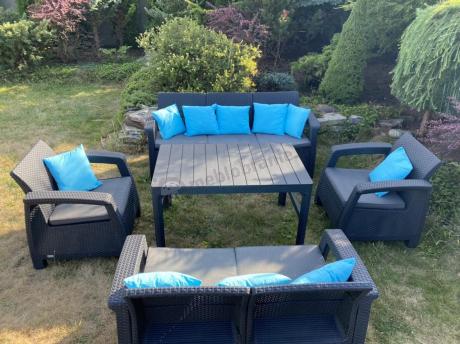 Meble Ogrodowe Corfu Triple Lyon z podnoszonym stolikiem Grafit