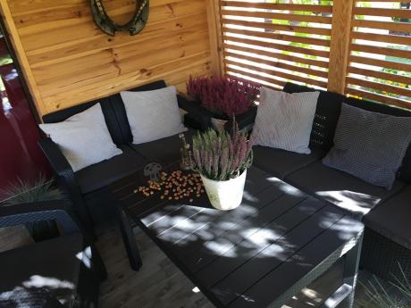 Meble Ogrodowe Corfu Triple Lyon z podnoszonym stolikiem Grafit