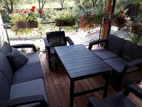 Meble Ogrodowe Corfu Triple Lyon z podnoszonym stolikiem Grafit