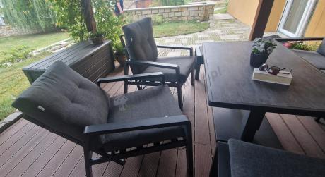 Meble ogrodowe dla 7 osób z regulowanym stolikiem - Tavaro Dining Plus Antracite