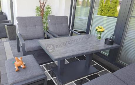 Meble ogrodowe dla 7 osób z regulowanym stolikiem - Tavaro Dining Plus Antracite