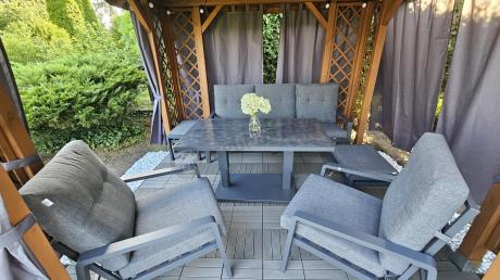 Meble ogrodowe dla 7 osób z regulowanym stolikiem - Tavaro Dining Plus Antracite