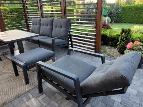 Meble ogrodowe dla 7 osób z regulowanym stolikiem - Tavaro Dining Plus Antracite