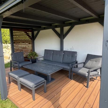 Meble ogrodowe dla 7 osób z regulowanym stolikiem - Tavaro Dining Plus Antracite