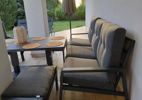 Meble ogrodowe dla 7 osób z regulowanym stolikiem - Tavaro Dining Plus Antracite