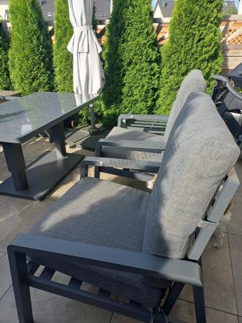 Meble ogrodowe dla 7 osób z regulowanym stolikiem - Tavaro Dining Plus Antracite