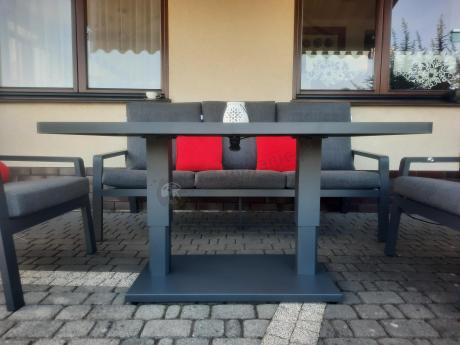 Meble ogrodowe dla 7 osób z regulowanym stolikiem - Tavaro Dining Plus Antracite