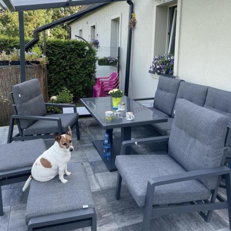 Meble ogrodowe dla 7 osób z regulowanym stolikiem - Tavaro Dining Plus Antracite