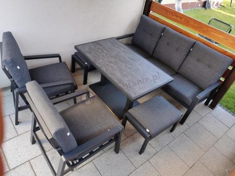 Meble ogrodowe dla 7 osób z regulowanym stolikiem - Tavaro Dining Plus Antracite