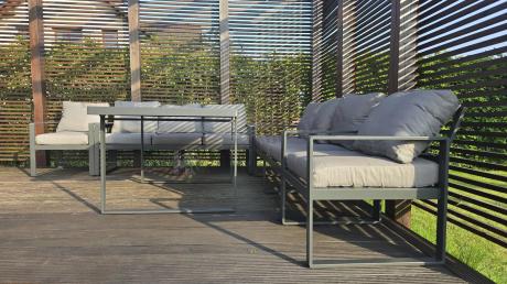 Meble ogrodowe dla 8 osób - sofy 175cm, fotele, stół 160cm ze szklanym blatem - Panaon Grande Elite GG