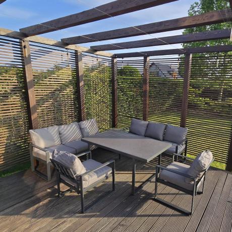 Meble ogrodowe dla 8 osób - sofy 175cm, fotele, stół 160cm ze szklanym blatem - Panaon Grande Elite GG