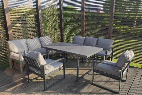 Meble ogrodowe dla 8 osób - sofy 175cm, fotele, stół 160cm ze szklanym blatem - Panaon Grande Elite GG