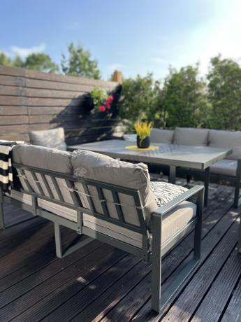 Meble ogrodowe dla 8 osób - sofy 175cm, fotele, stół 160cm ze szklanym blatem - Panaon Grande Elite GG