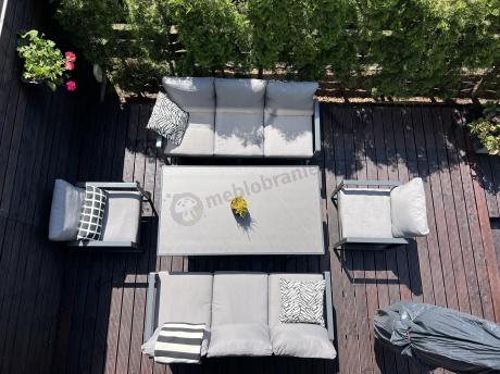 Meble ogrodowe dla 8 osób - sofy 175cm, fotele, stół 160cm ze szklanym blatem - Panaon Grande Elite GG