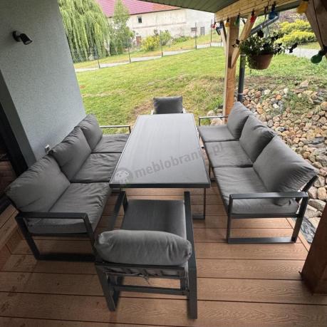 Meble ogrodowe dla 8 osób - sofy 175cm, fotele, stół 160cm ze szklanym blatem - Panaon Grande Elite GG