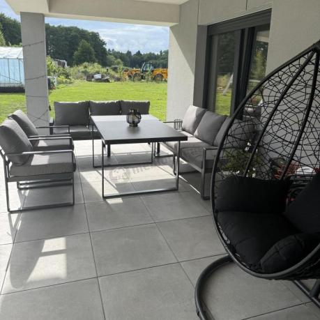 Meble ogrodowe dla 8 osób - sofy 175cm, fotele, stół 160cm ze szklanym blatem - Panaon Grande Elite GG