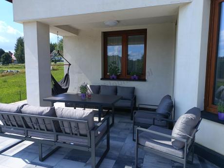 Meble ogrodowe dla 8 osób - sofy 175cm, fotele, stół 160cm ze szklanym blatem - Panaon Grande Elite GG