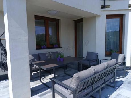 Meble ogrodowe dla 8 osób - sofy 175cm, fotele, stół 160cm ze szklanym blatem - Panaon Grande Elite GG