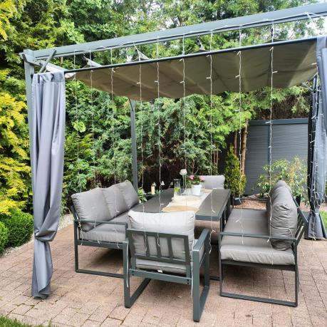 Meble ogrodowe dla 8 osób - sofy 175cm, fotele, stół 160cm ze szklanym blatem - Panaon Grande Elite GG