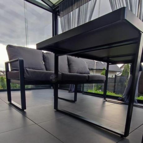 Meble ogrodowe dla 8 osób - sofy 175cm, fotele, stół 160cm ze szklanym blatem - Panaon Grande Elite GG