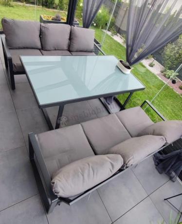 Meble ogrodowe dla 8 osób - sofy 175cm, fotele, stół 160cm ze szklanym blatem - Panaon Grande Elite GG