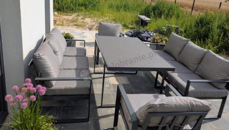 Meble ogrodowe dla 8 osób - sofy 175cm, fotele, stół 160cm ze szklanym blatem - Panaon Grande Elite GG