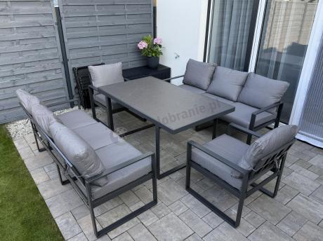 Meble ogrodowe dla 8 osób - sofy 175cm, fotele, stół 160cm ze szklanym blatem - Panaon Grande Elite GG