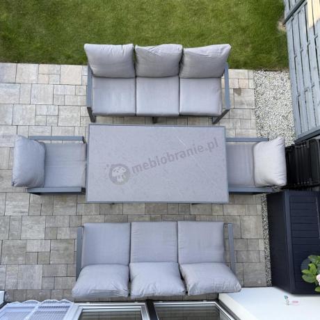 Meble ogrodowe dla 8 osób - sofy 175cm, fotele, stół 160cm ze szklanym blatem - Panaon Grande Elite GG