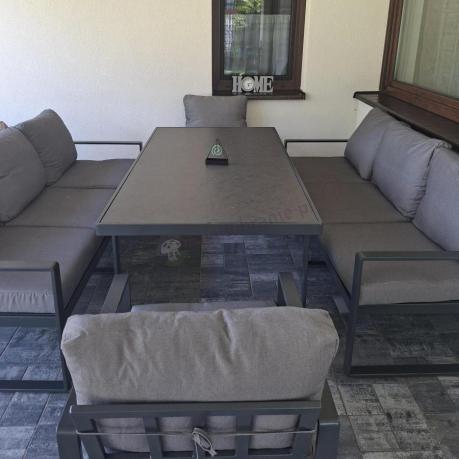 Meble ogrodowe dla 8 osób - sofy 175cm, fotele, stół 160cm ze szklanym blatem - Panaon Grande Elite GG