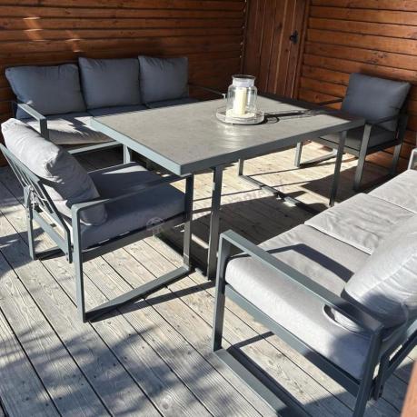 Meble ogrodowe dla 8 osób - sofy 175cm, fotele, stół 160cm ze szklanym blatem - Panaon Grande Elite GG