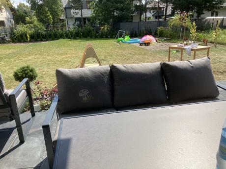 Meble ogrodowe dla 8 osób - sofy 175cm, fotele, stół 160cm ze szklanym blatem - Panaon Grande Elite GG