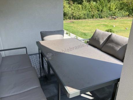 Meble ogrodowe dla 8 osób - sofy 175cm, fotele, stół 160cm ze szklanym blatem - Panaon Grande Elite GG