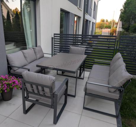 Meble ogrodowe dla 8 osób - sofy 175cm, fotele, stół 160cm ze szklanym blatem - Panaon Grande Elite GG