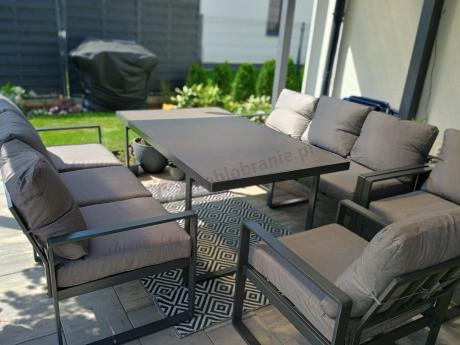 Meble ogrodowe dla 8 osób - sofy 175cm, fotele, stół 160cm ze szklanym blatem - Panaon Grande Elite GG
