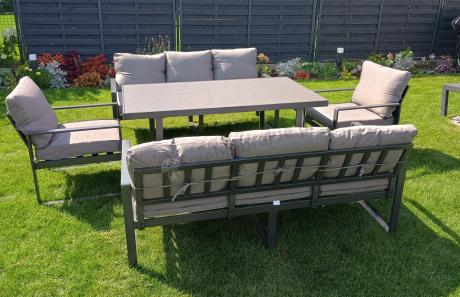 Meble ogrodowe dla 8 osób - sofy 175cm, fotele, stół 160cm ze szklanym blatem - Panaon Grande Elite GG