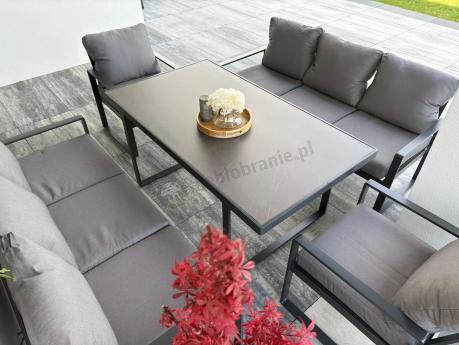 Meble ogrodowe dla 8 osób - sofy 175cm, fotele, stół 160cm ze szklanym blatem - Panaon Grande Elite GG