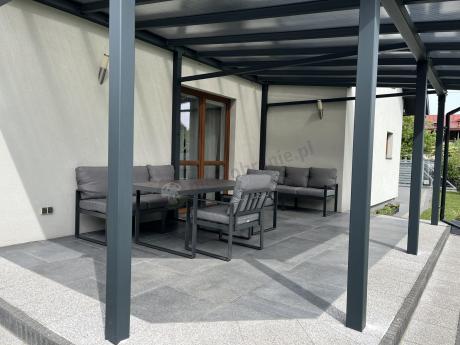 Meble ogrodowe dla 8 osób - sofy 175cm, fotele, stół 160cm ze szklanym blatem - Panaon Grande Elite GG