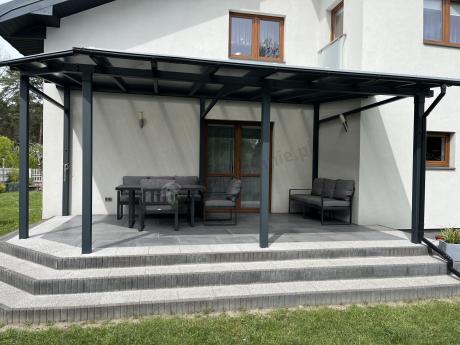 Meble ogrodowe dla 8 osób - sofy 175cm, fotele, stół 160cm ze szklanym blatem - Panaon Grande Elite GG