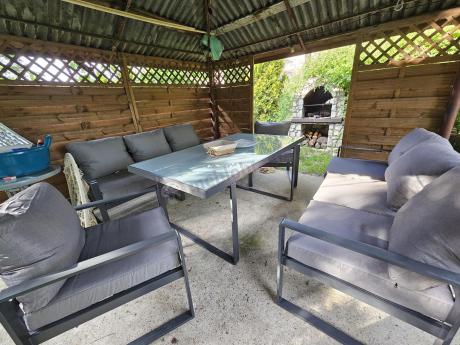 Meble ogrodowe dla 8 osób - sofy 175cm, fotele, stół 160cm ze szklanym blatem - Panaon Grande Elite GG