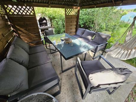 Meble ogrodowe dla 8 osób - sofy 175cm, fotele, stół 160cm ze szklanym blatem - Panaon Grande Elite GG