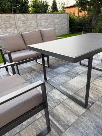 Meble ogrodowe dla 8 osób - sofy 175cm, fotele, stół 160cm ze szklanym blatem - Panaon Grande Elite GG