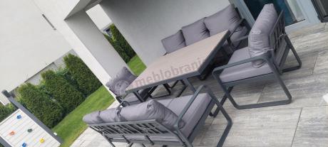 Meble ogrodowe dla 8 osób - sofy 175cm, fotele, stół obiadowy 160cm - Panaon Grande GG