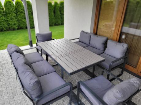 Meble ogrodowe dla 8 osób - sofy 175cm, fotele, stół obiadowy 160cm - Panaon Grande GG